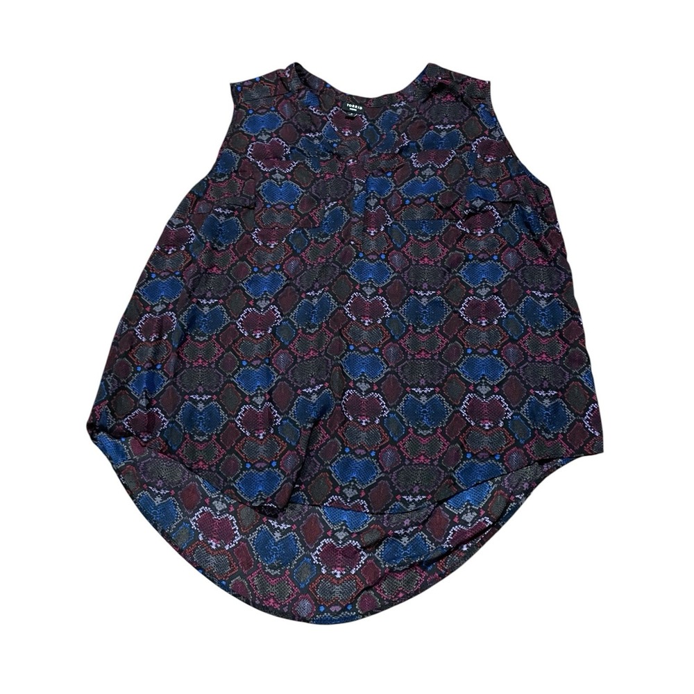 Torrid Size 3 Harper Blouse Tank Purple Black Sleeveless Shirt 3X Womens